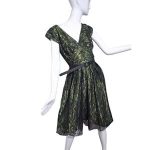 Y2K Vintage Whimsigoth Fairycore Womens size 8 Lace Overlay Witchy Flare Dress